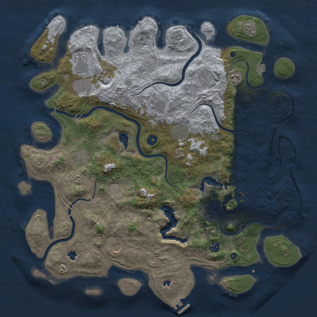 Rust Map: Procedural Map, Size: 4500, Seed: 577258774, 14 Monuments
