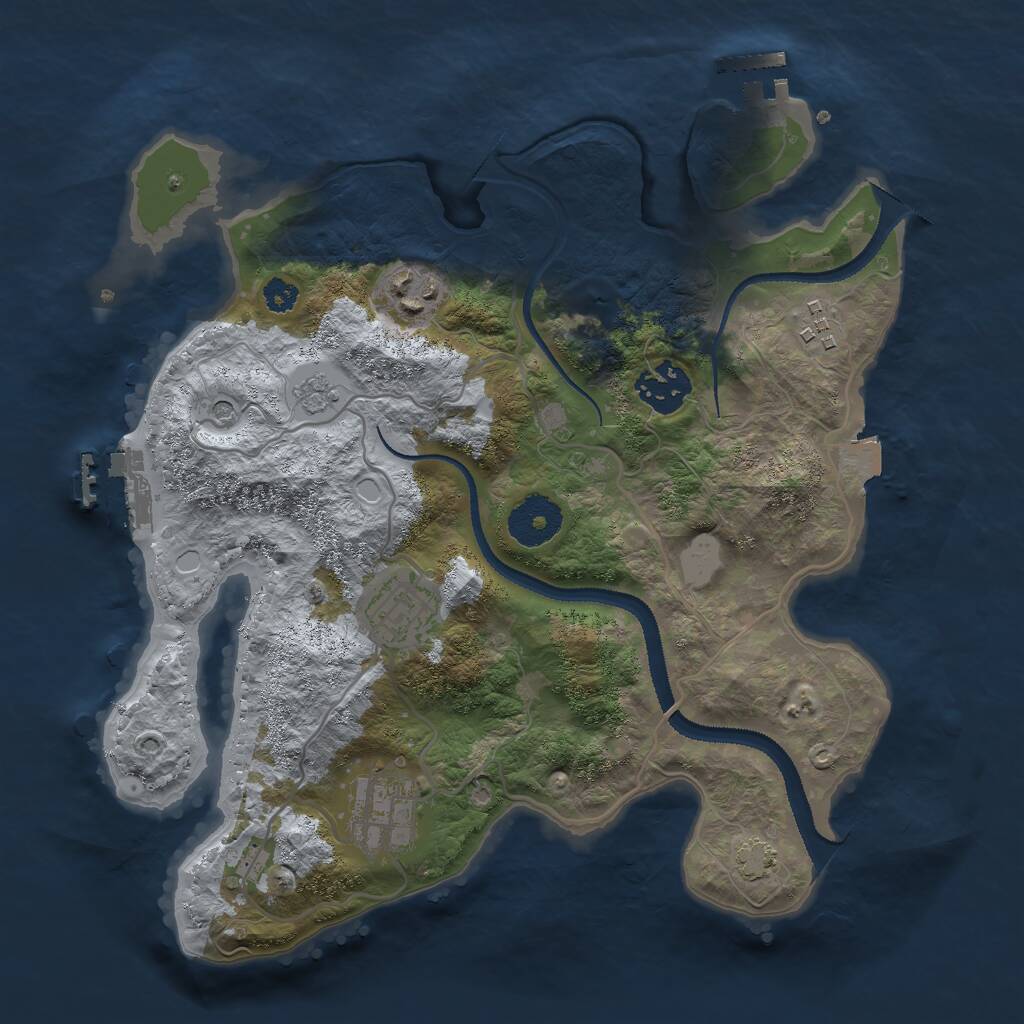 Rust Map: Procedural Map, Size: 3000, Seed: 2088098918, 11 Monuments