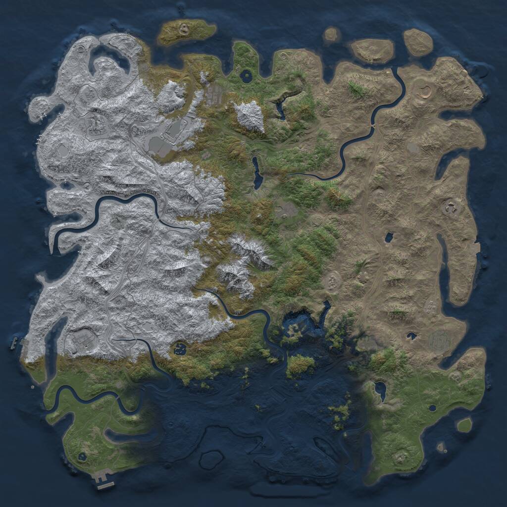 Rust Map: Procedural Map, Size: 6000, Seed: 105497024, 17 Monuments