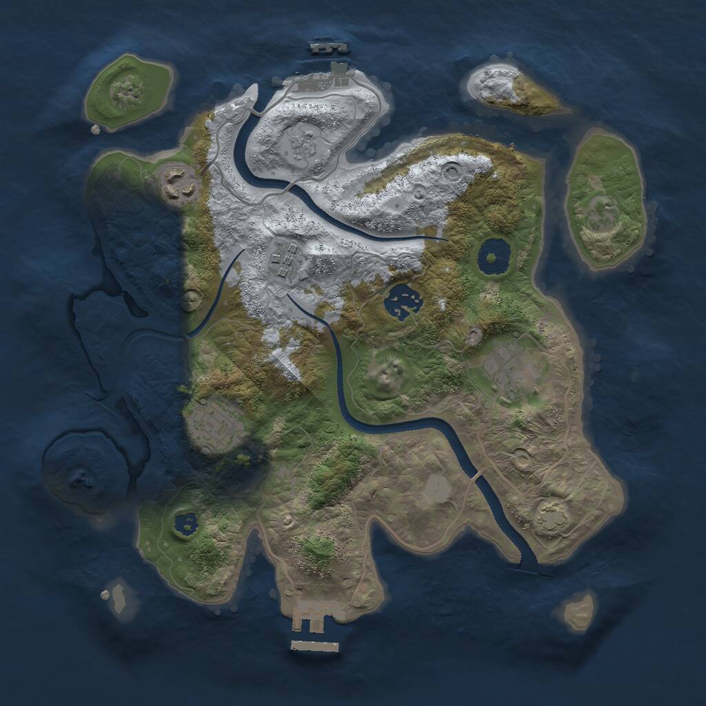 Rust Map: Procedural Map, Size: 3000, Seed: 41443, 10 Monuments