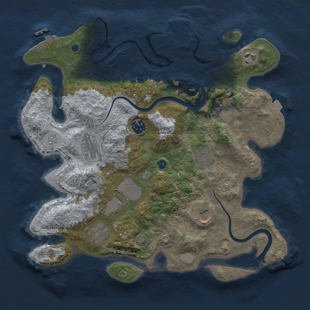 Rust Map: Procedural Map, Size: 3500, Seed: 351982610, 15 Monuments