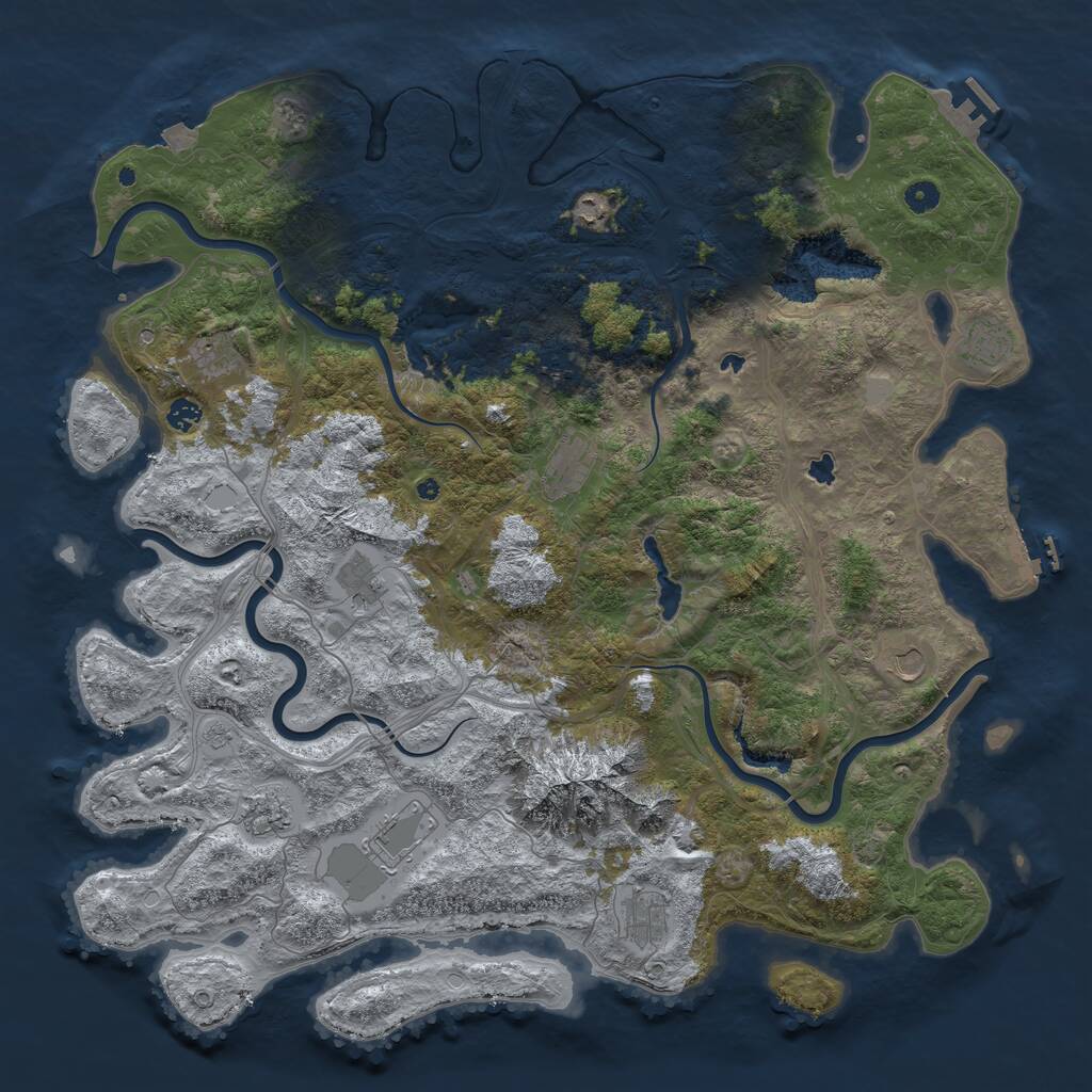 Rust Map: Procedural Map, Size: 5000, Seed: 332447648, 17 Monuments