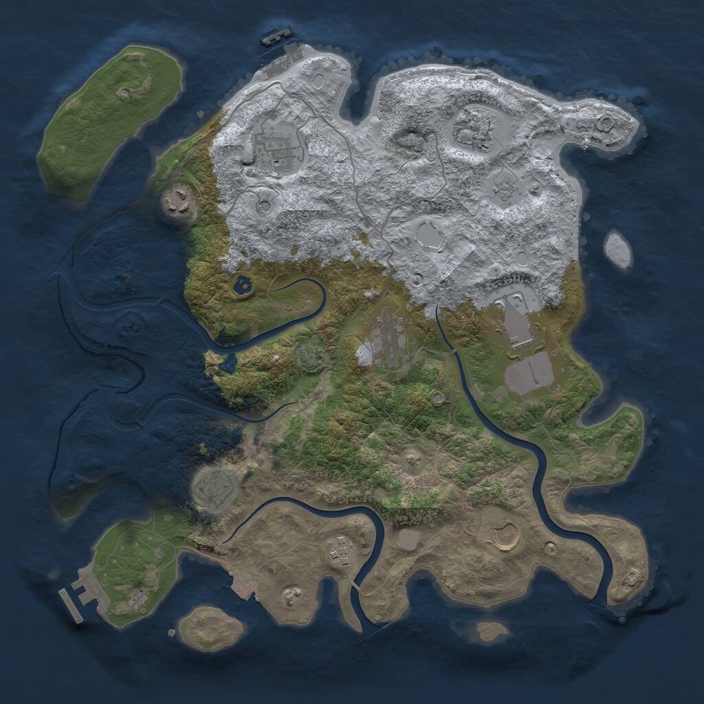 Rust Map: Procedural Map, Size: 3750, Seed: 2029738739, 14 Monuments