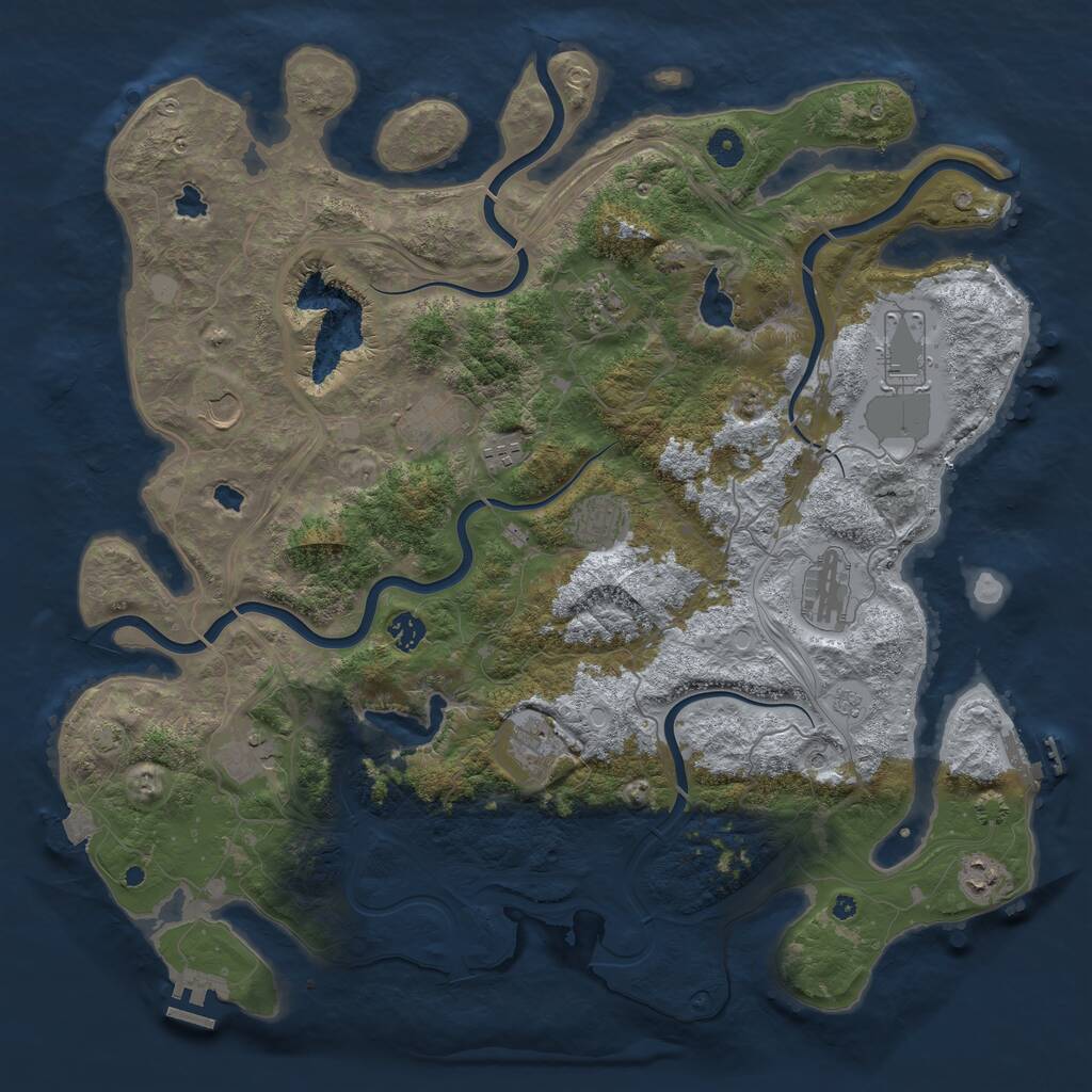 Rust Map: Procedural Map, Size: 4500, Seed: 481099850, 17 Monuments
