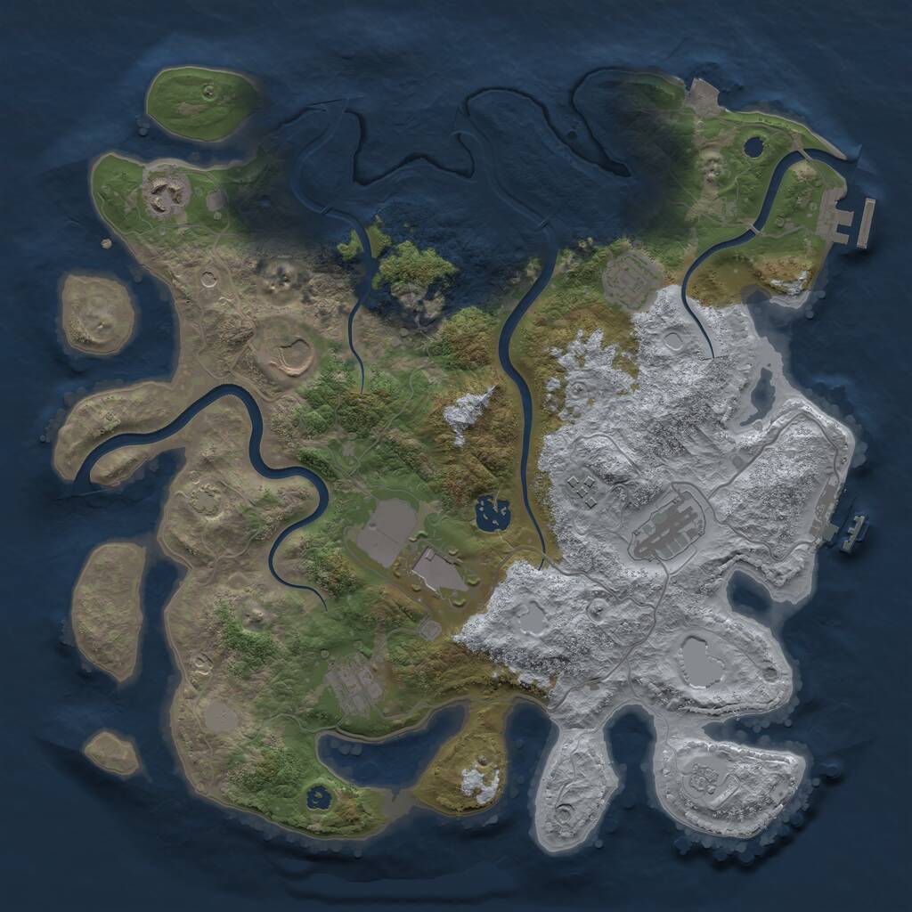 Rust Map: Procedural Map, Size: 3700, Seed: 625990, 14 Monuments