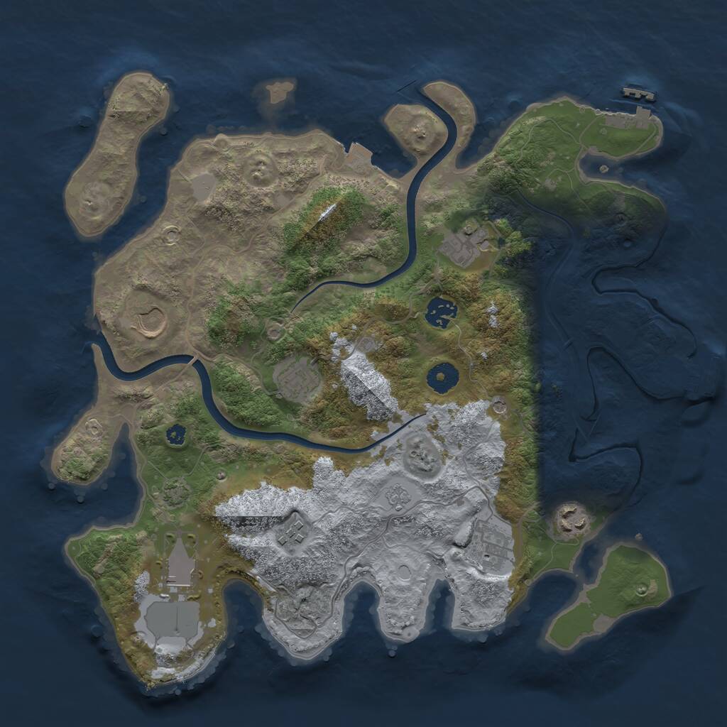 Rust Map: Procedural Map, Size: 3600, Seed: 740566383, 14 Monuments