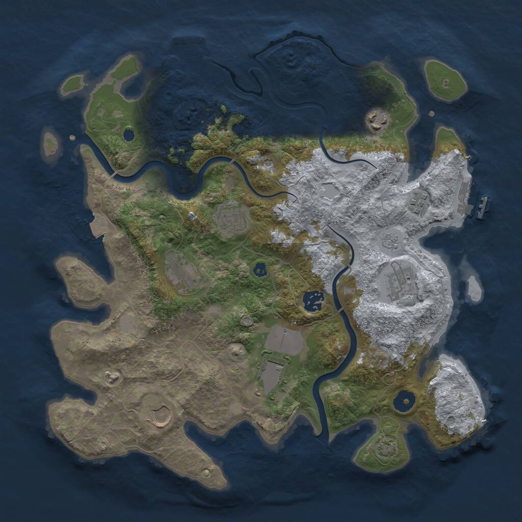 Rust Map: Procedural Map, Size: 3650, Seed: 923845, 14 Monuments
