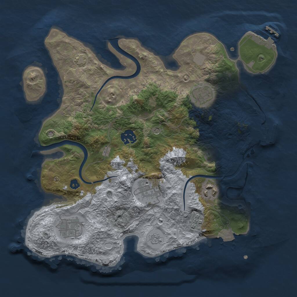 Rust Map: Procedural Map, Size: 3000, Seed: 863981286, 12 Monuments