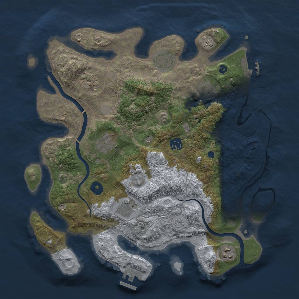 Rust Map: Procedural Map, Size: 3496, Seed: 8690479, 14 Monuments