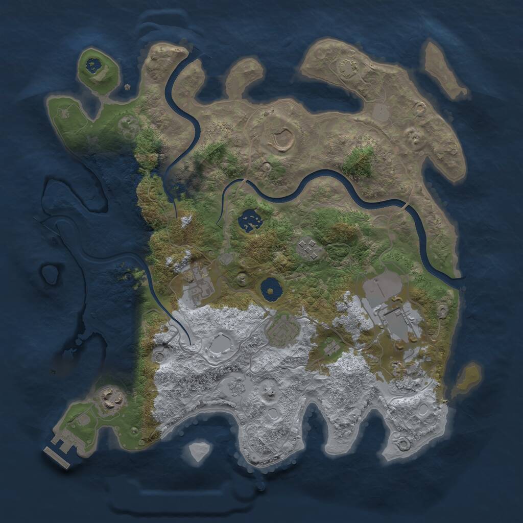 Rust Map: Procedural Map, Size: 3500, Seed: 5041987, 13 Monuments