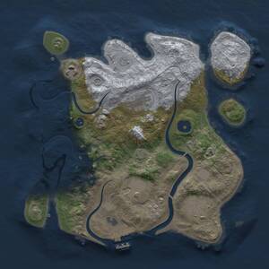 Thumbnail Rust Map: Procedural Map, Size: 3000, Seed: 7410, 11 Monuments