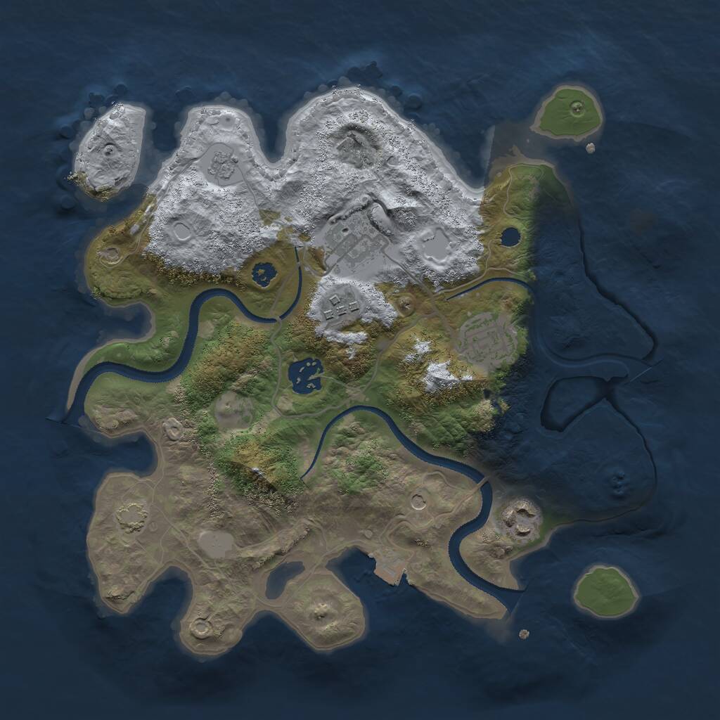 Rust Map: Procedural Map, Size: 3000, Seed: 1163973398, 9 Monuments
