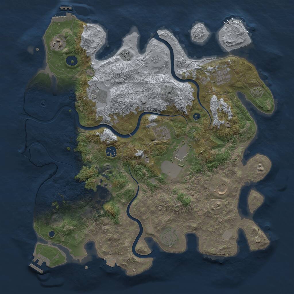 Rust Map: Procedural Map, Size: 3990, Seed: 1651918606, 16 Monuments