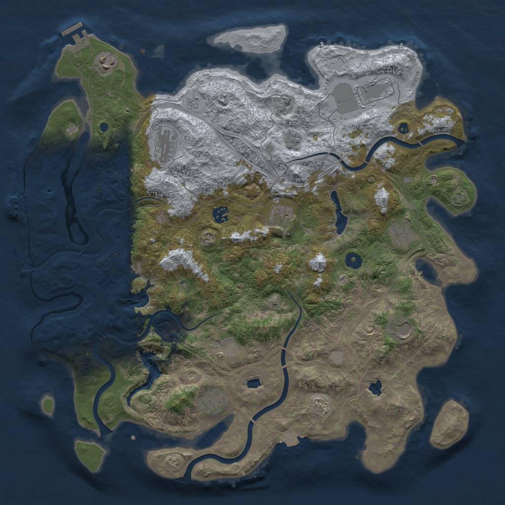 Rust Map: Procedural Map, Size: 4500, Seed: 34539061, 16 Monuments