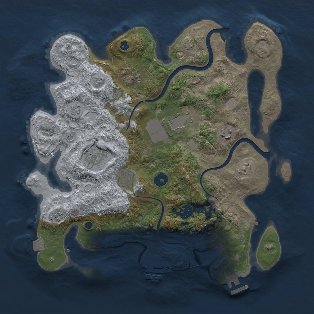 Rust Map: Procedural Map, Size: 3500, Seed: 298416213, 13 Monuments
