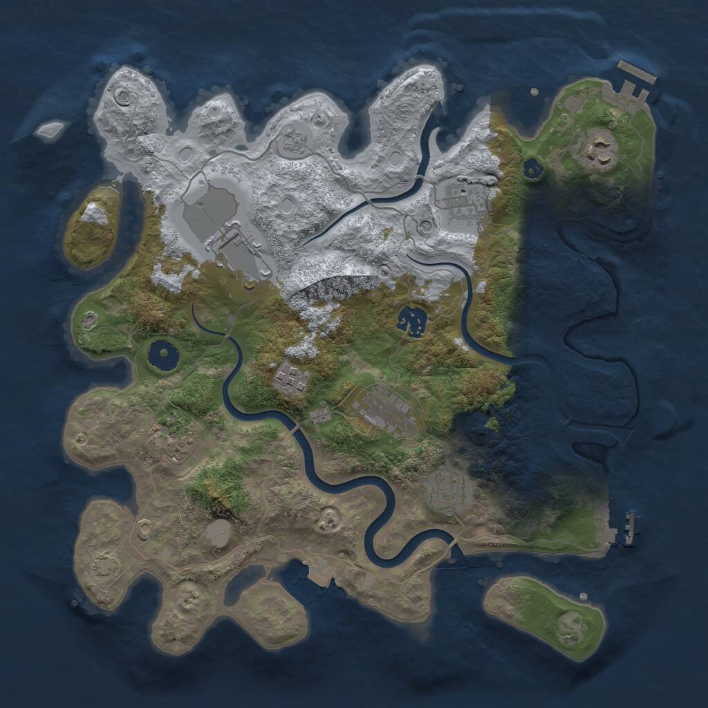 Rust Map: Procedural Map, Size: 3500, Seed: 1163973398, 14 Monuments