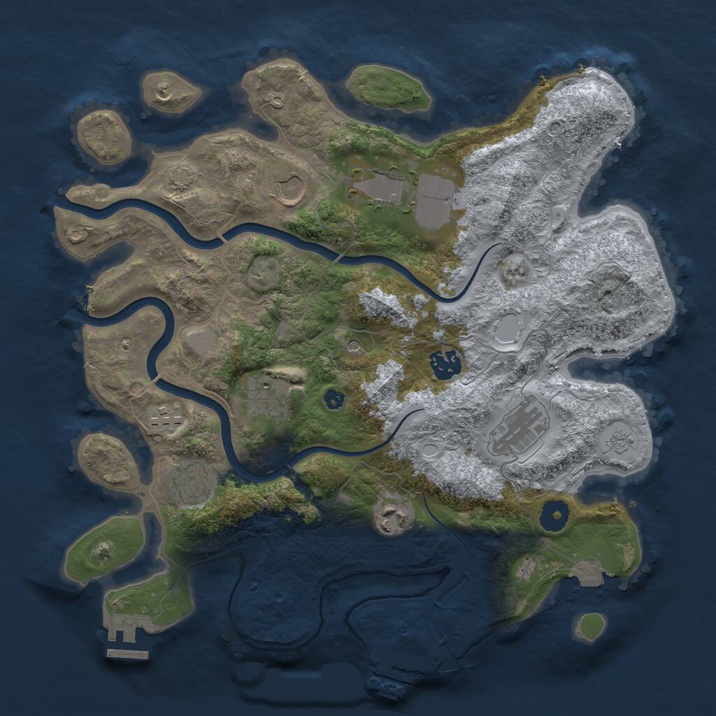 Rust Map: Procedural Map, Size: 3500, Seed: 565047, 14 Monuments