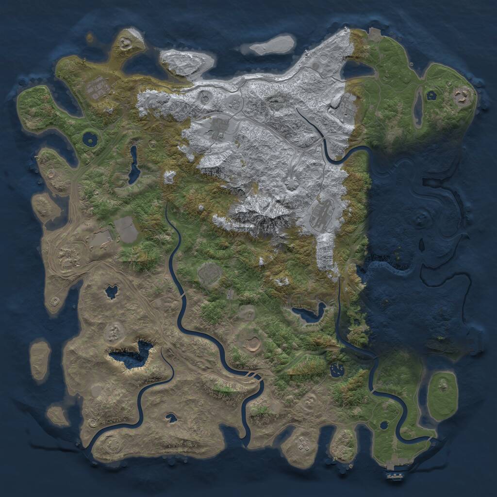 Rust Map: Procedural Map, Size: 5000, Seed: 1034952052, 17 Monuments