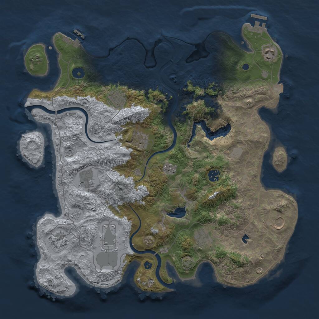 Rust Map: Procedural Map, Size: 4000, Seed: 45672, 16 Monuments