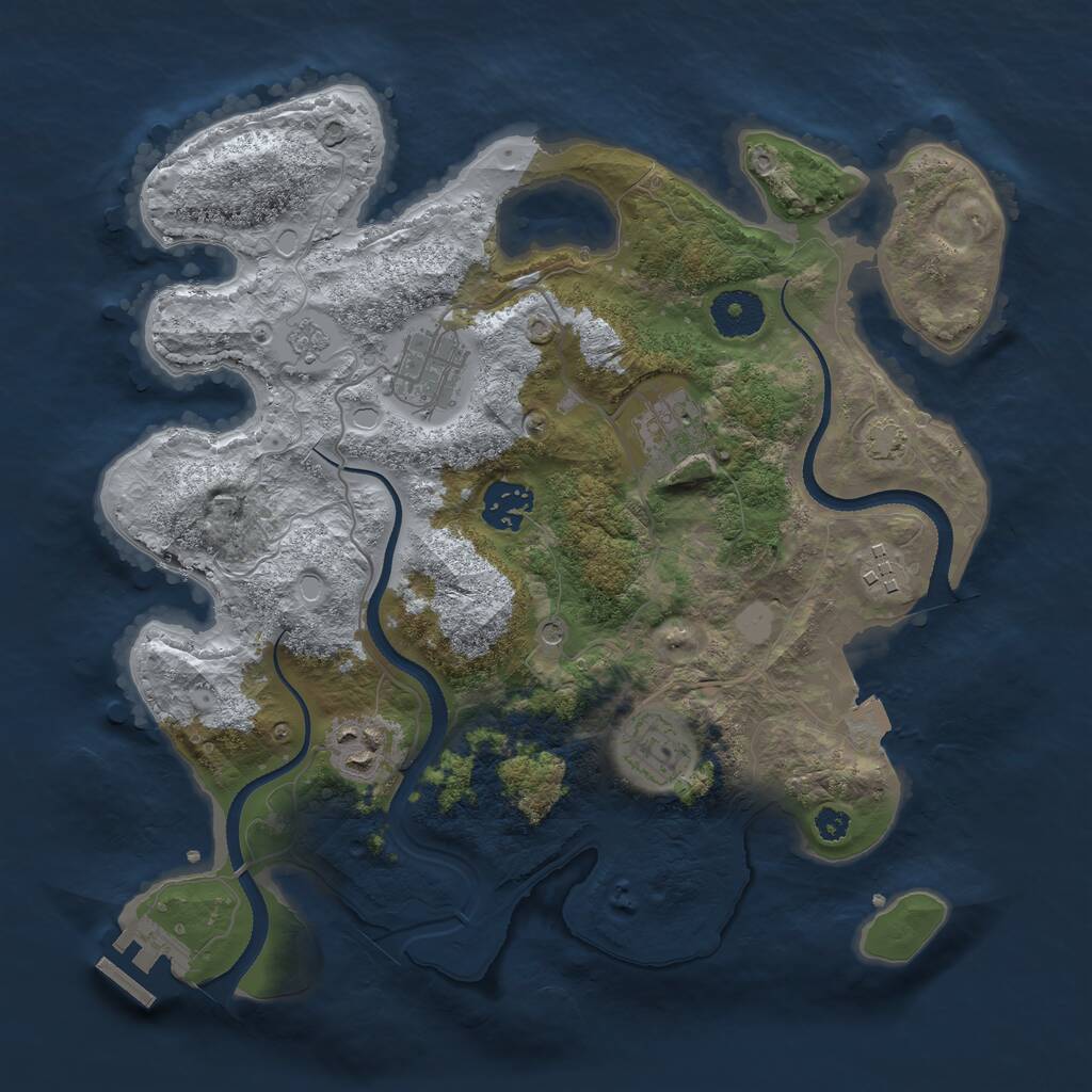 Rust Map: Procedural Map, Size: 3250, Seed: 1098952153, 11 Monuments