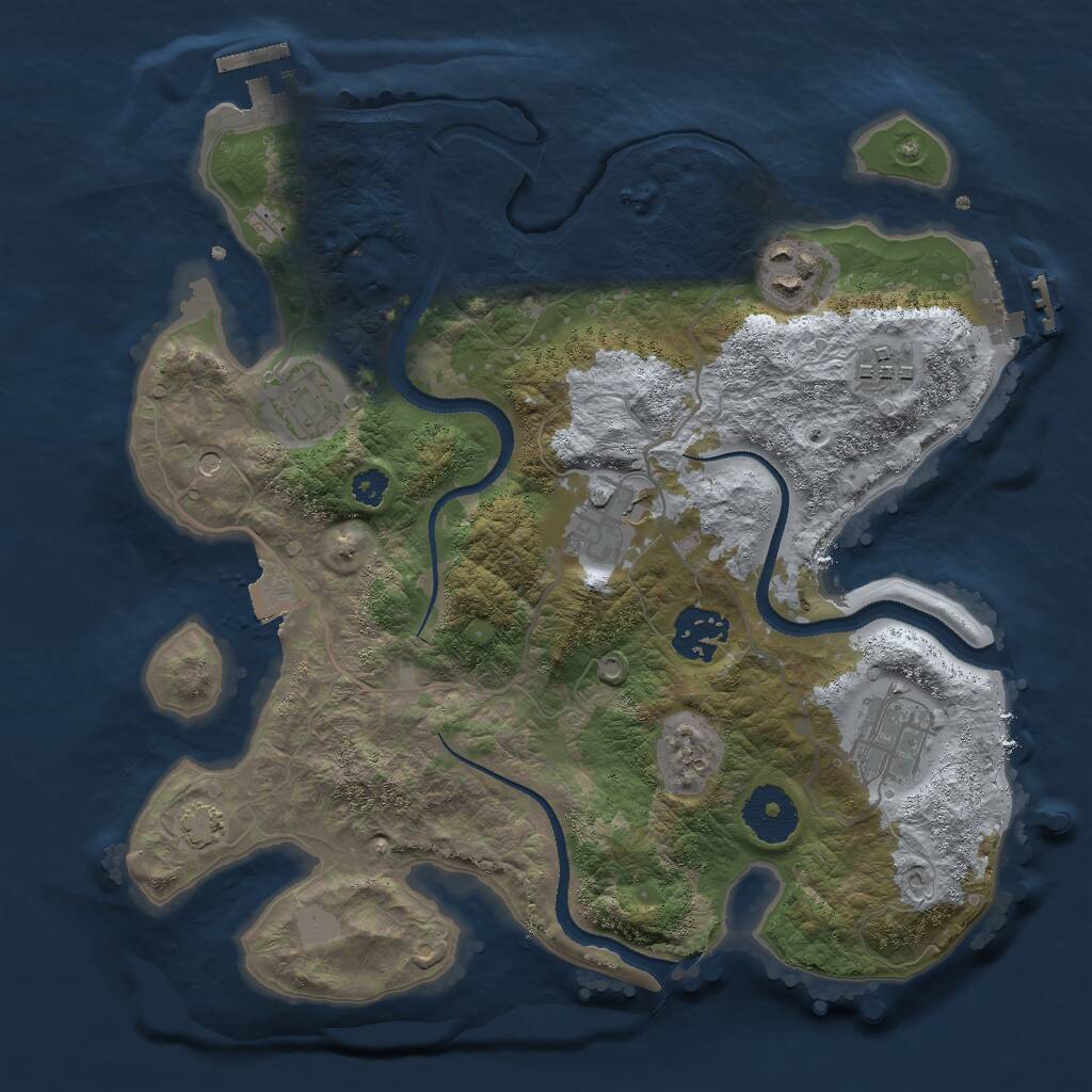 Rust Map: Procedural Map, Size: 3000, Seed: 456457, 11 Monuments