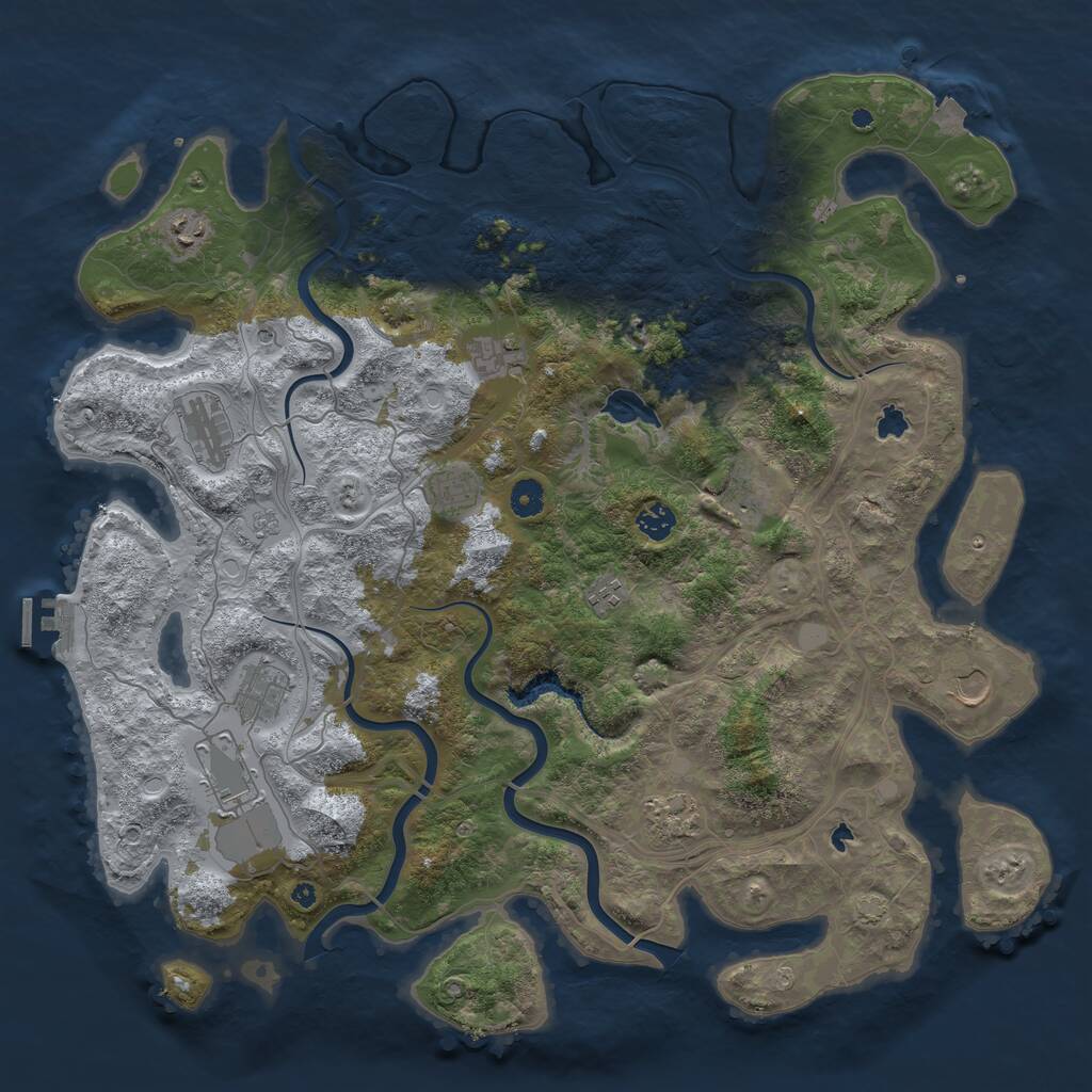 Rust Map: Procedural Map, Size: 4500, Seed: 1180818673, 16 Monuments