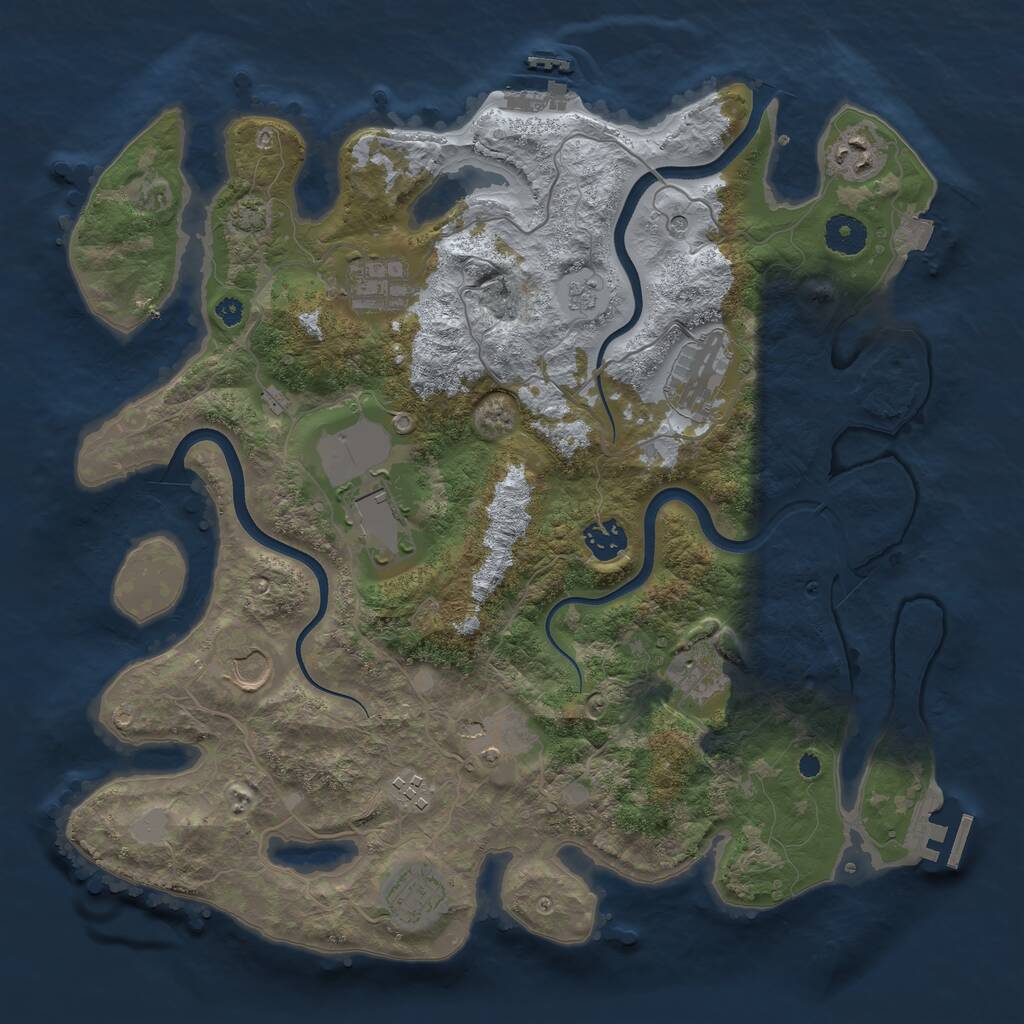 Rust Map: Procedural Map, Size: 3750, Seed: 924345291, 16 Monuments