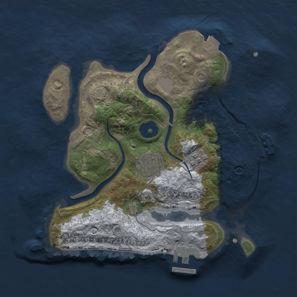 Rust Map: Procedural Map, Size: 2500, Seed: 421951, 7 Monuments