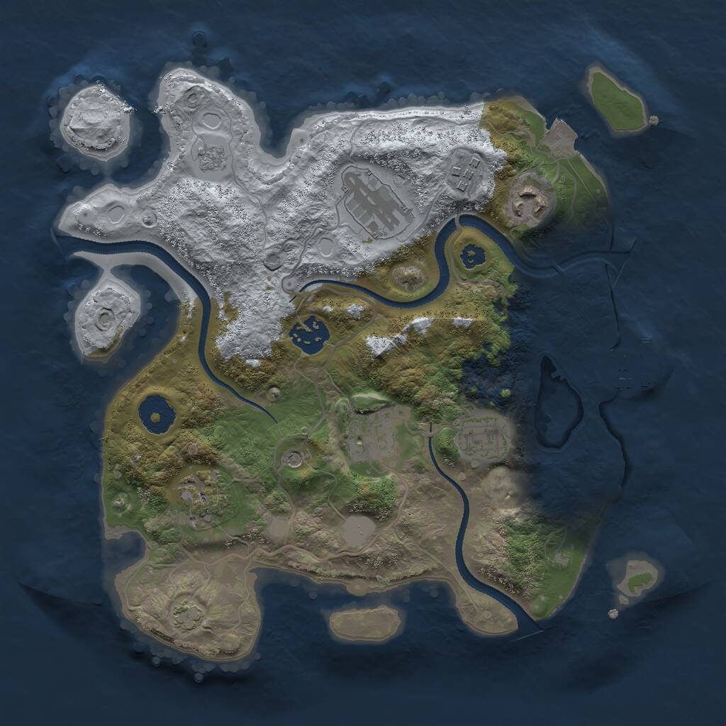 Rust Map: Procedural Map, Size: 3000, Seed: 1441044169, 12 Monuments