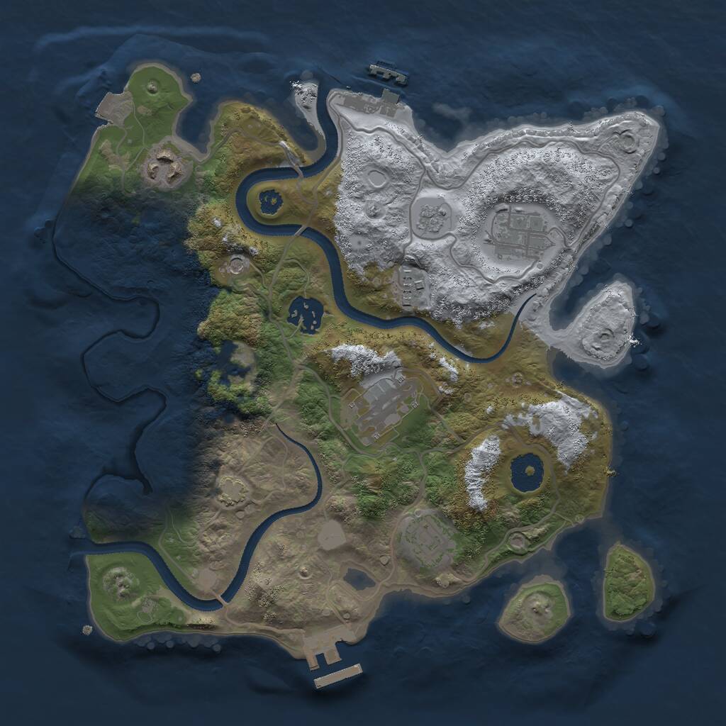 Rust Map: Procedural Map, Size: 3000, Seed: 68214, 12 Monuments