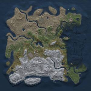 Thumbnail Rust Map: Procedural Map, Size: 4500, Seed: 1268747635, 17 Monuments