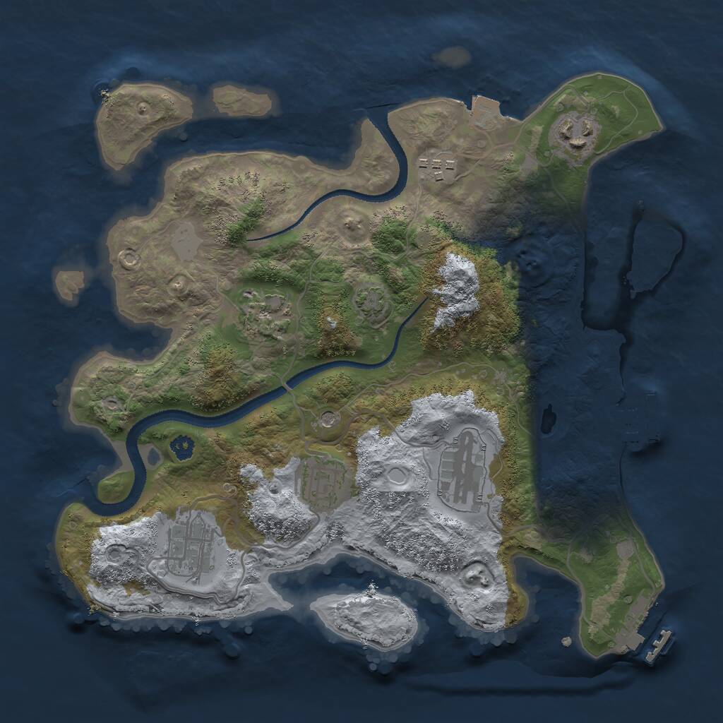 Rust Map: Procedural Map, Size: 3000, Seed: 1231298727, 11 Monuments