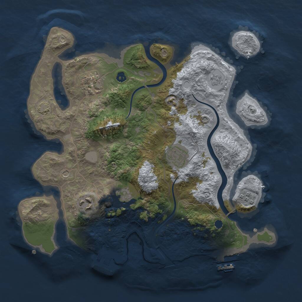 Rust Map: Procedural Map, Size: 3000, Seed: 5187629, 11 Monuments
