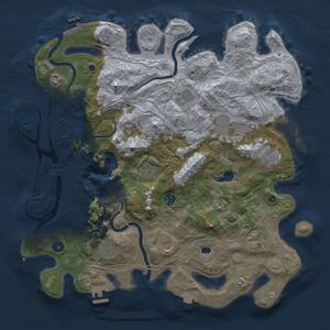 Thumbnail Rust Map: Procedural Map, Size: 4300, Seed: 76834315, 16 Monuments