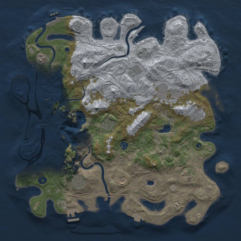 Rust Map: Procedural Map, Size: 4300, Seed: 76834315, 16 Monuments