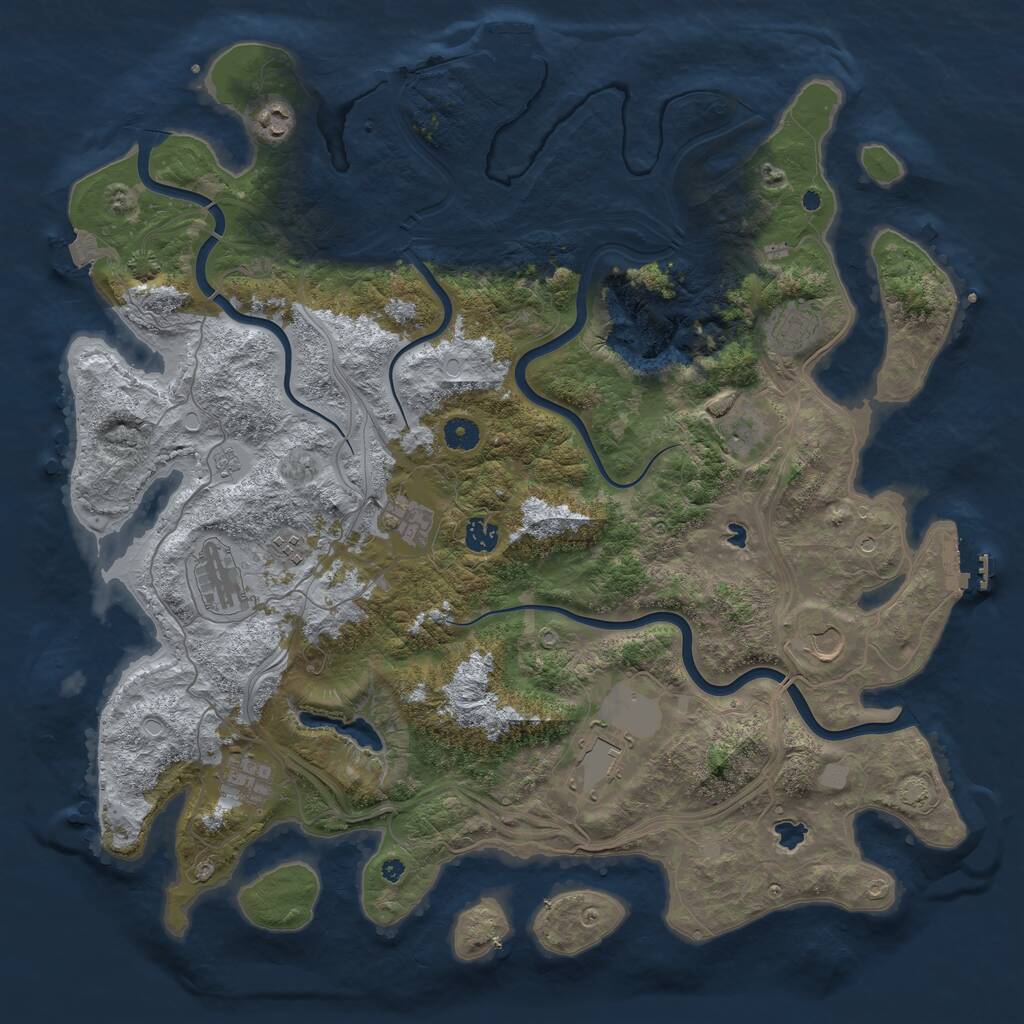 Rust Map: Procedural Map, Size: 4500, Seed: 955375020, 16 Monuments