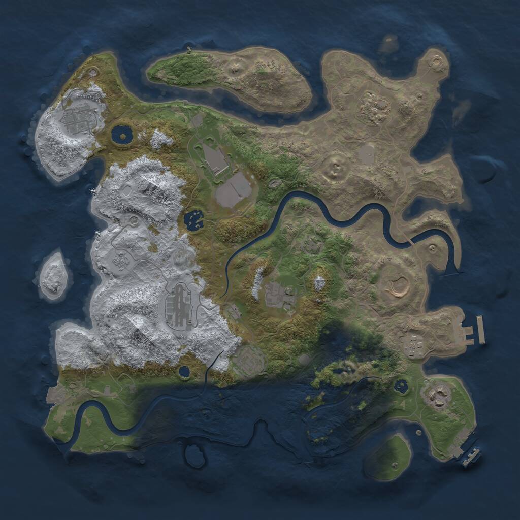 Rust Map: Procedural Map, Size: 3750, Seed: 72492493, 16 Monuments