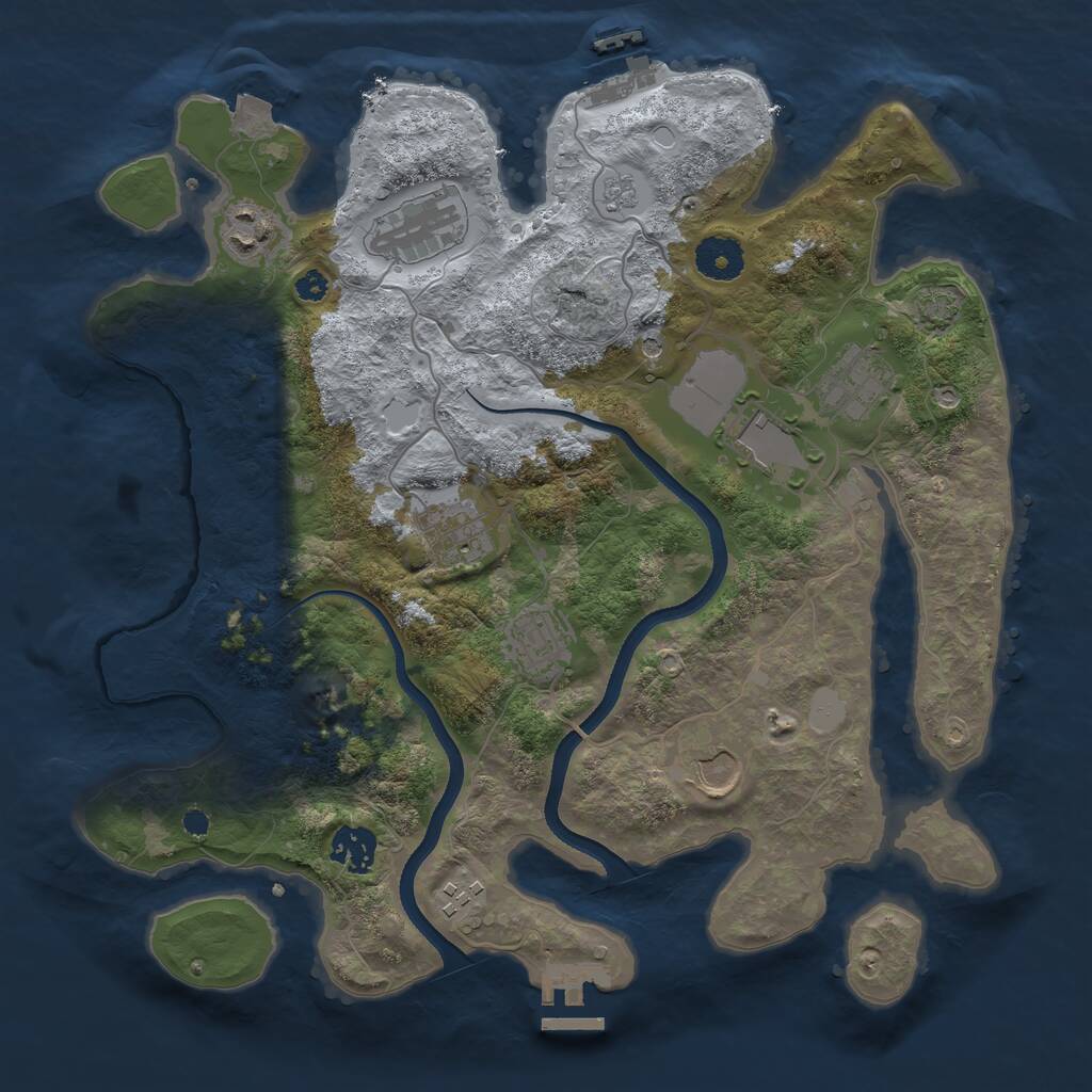 Rust Map: Procedural Map, Size: 3500, Seed: 2068778122, 15 Monuments