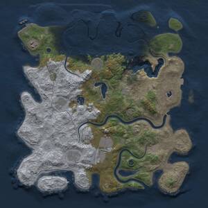 Thumbnail Rust Map: Procedural Map, Size: 4000, Seed: 83495766, 13 Monuments