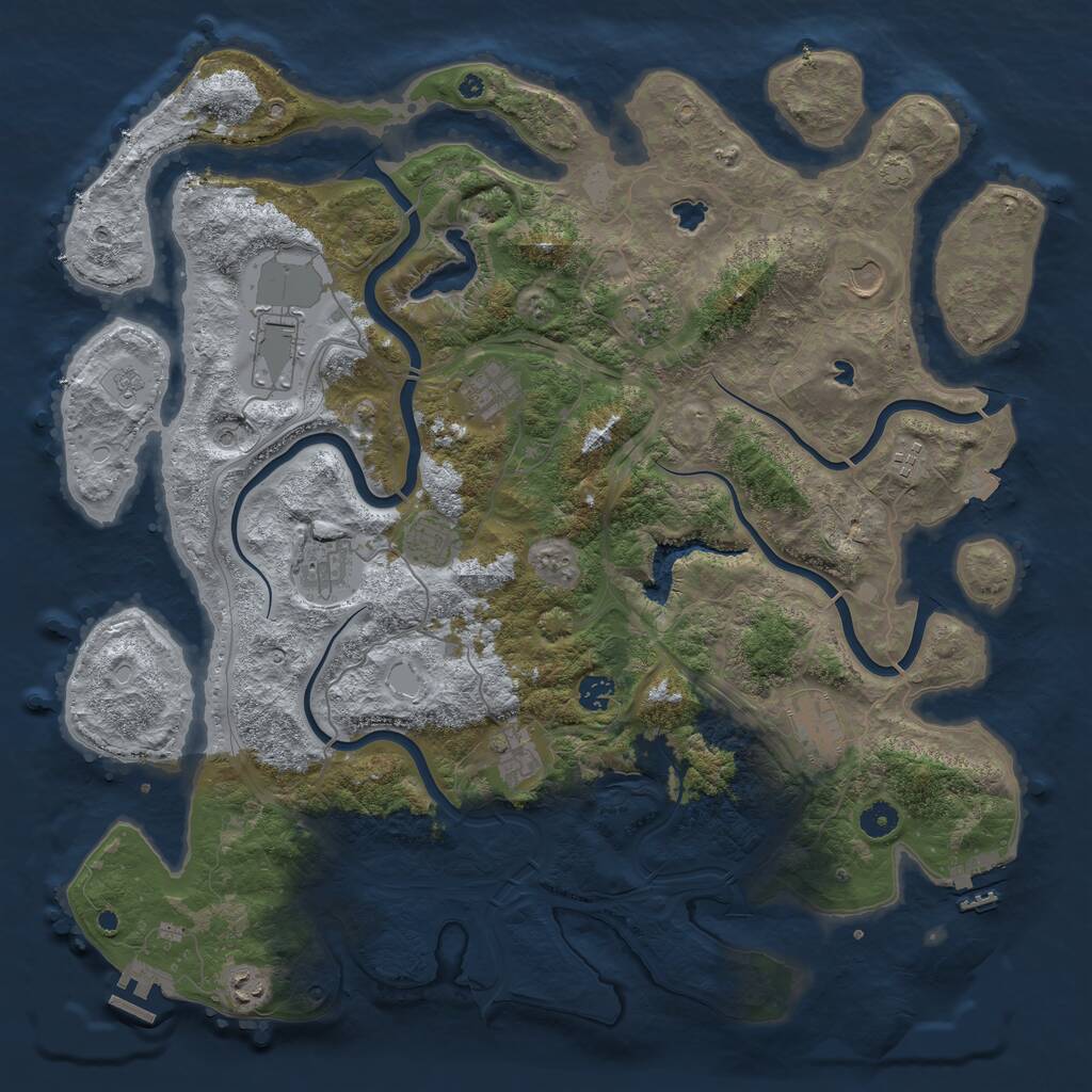 Rust Map: Procedural Map, Size: 4500, Seed: 1606497429, 17 Monuments
