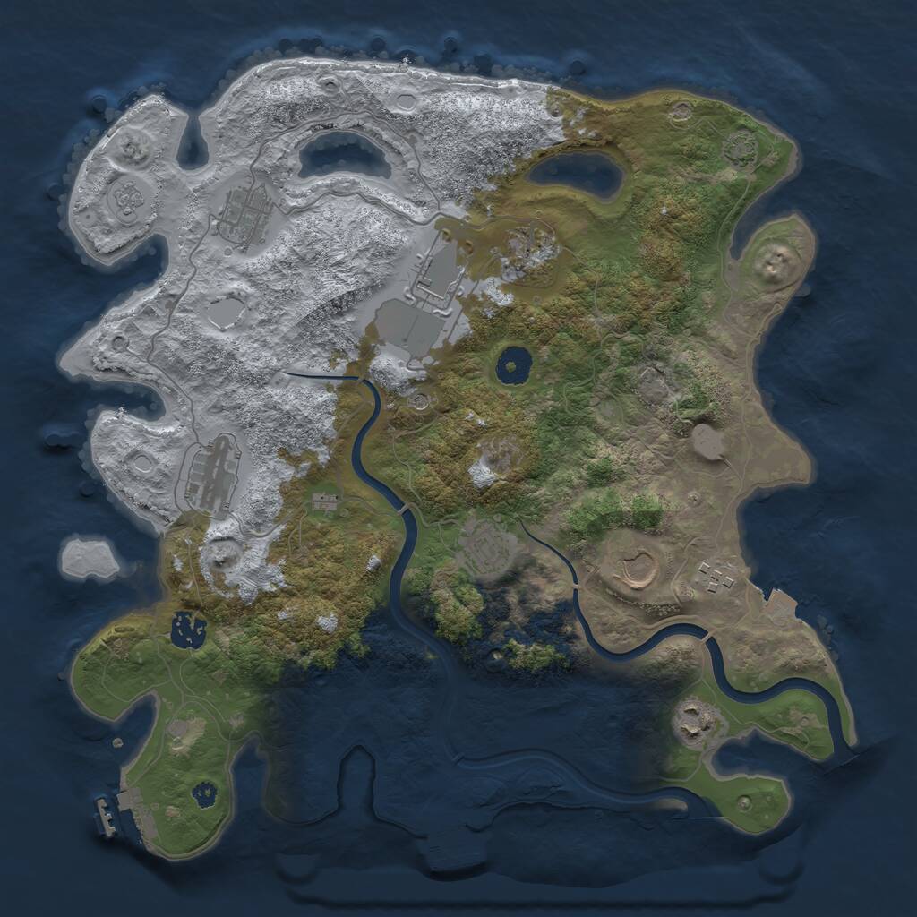 Rust Map: Procedural Map, Size: 3700, Seed: 481436271, 15 Monuments
