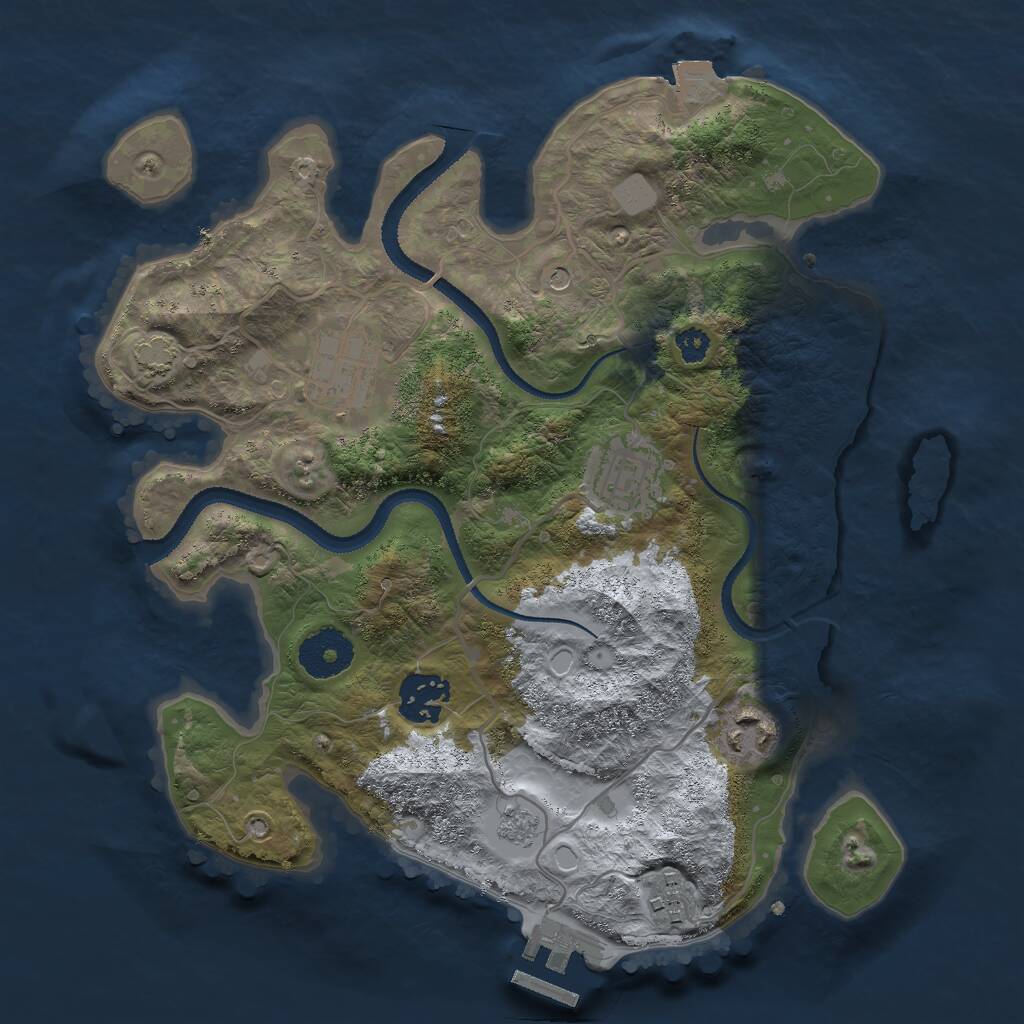 Rust Map: Procedural Map, Size: 3000, Seed: 551977, 10 Monuments