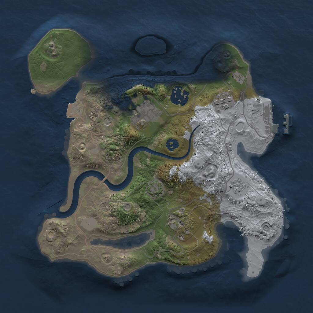 Rust Map: Procedural Map, Size: 2500, Seed: 671854290, 9 Monuments