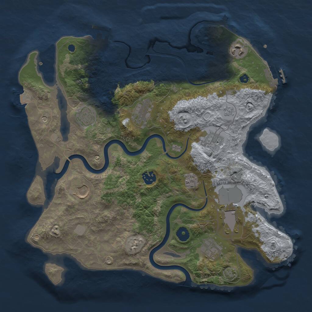 Rust Map: Procedural Map, Size: 3500, Seed: 1850243385, 15 Monuments