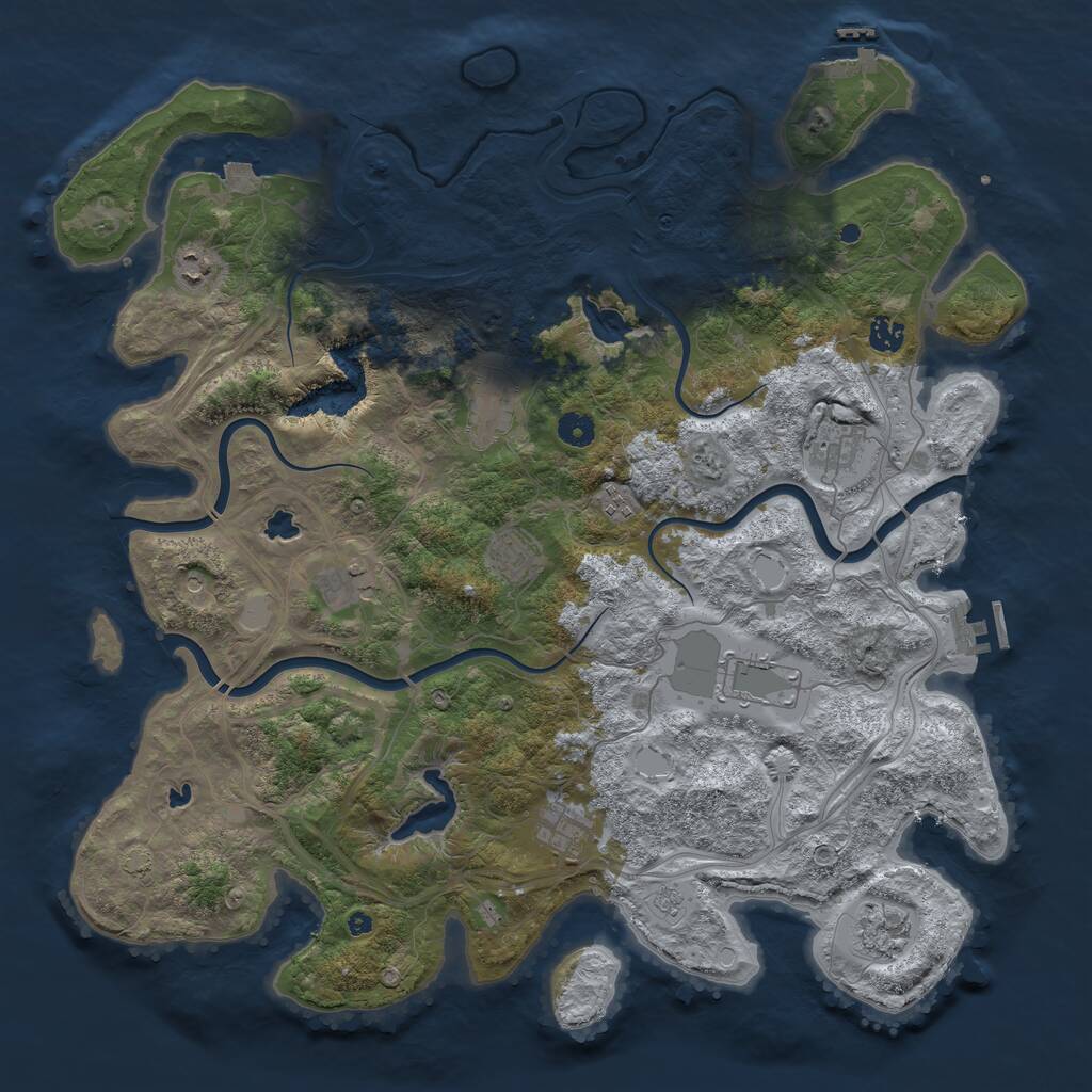 Rust Map: Procedural Map, Size: 4500, Seed: 872253708, 16 Monuments