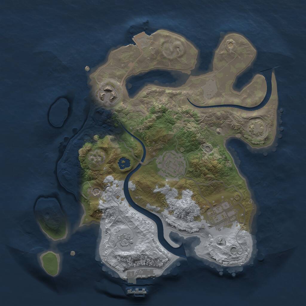 Rust Map: Procedural Map, Size: 2500, Seed: 332536128, 8 Monuments