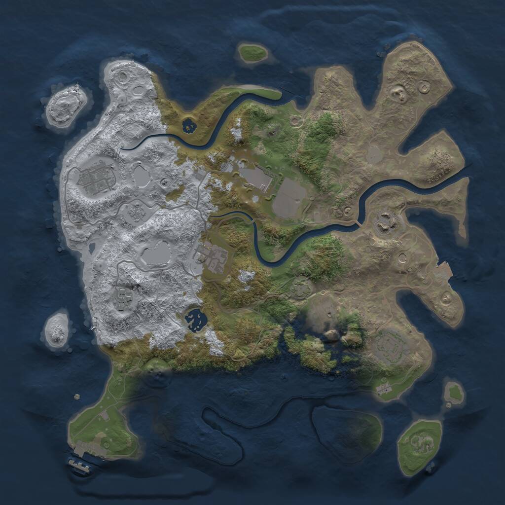 Rust Map: Procedural Map, Size: 3500, Seed: 1160, 13 Monuments