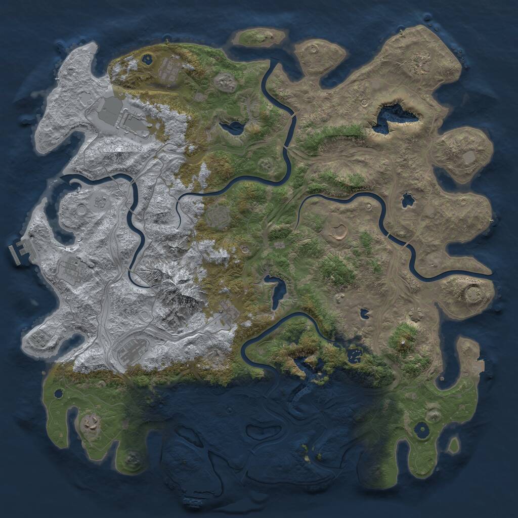 Rust Map: Procedural Map, Size: 5000, Seed: 2109936592, 17 Monuments