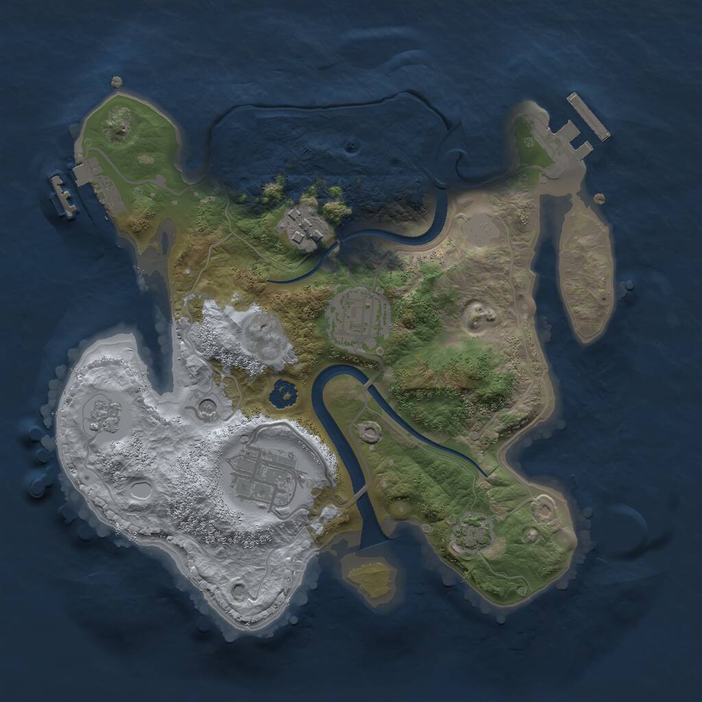 Rust Map: Procedural Map, Size: 2500, Seed: 347826597, 9 Monuments