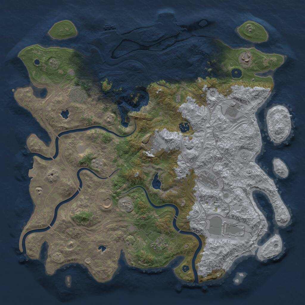 Rust Map: Procedural Map, Size: 4500, Seed: 8394, 16 Monuments